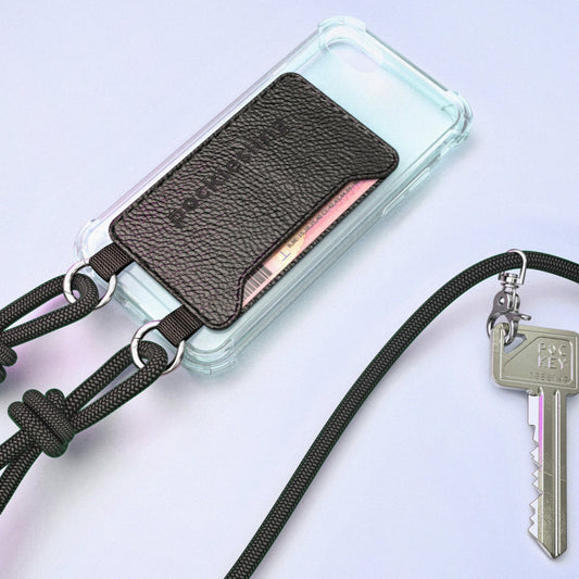 Pockiesling, het handige telefoonkoord met kaart- en sleutelhouder.