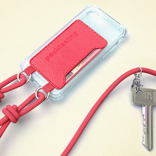 Pockiesling, het handige telefoonkoord met kaart- en sleutelhouder.